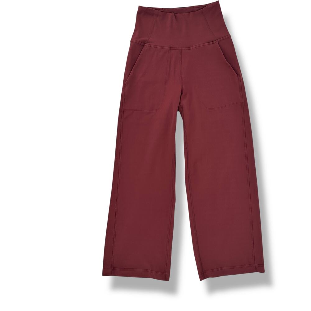 Lululemon Align Wide Leg Super High Rise Crop Pants Womens Sz 2 Red Merlot 23"